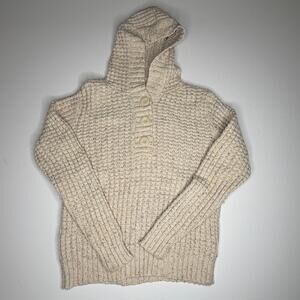 Dress Barn Cream Chunky Knit Hooded Sweater M